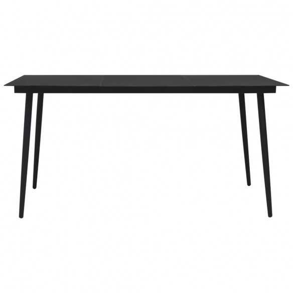 Table à dîner de jardin Noir 150x80x74 cm Acier et verre