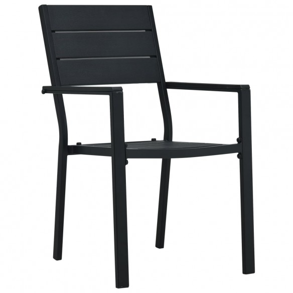 Chaises de jardin 2 pcs Noir PEHD Aspect de bois