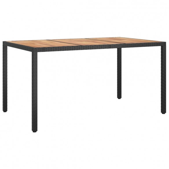 Table de jardin 150x90x75 cm Résine tressée et bois acacia Noir