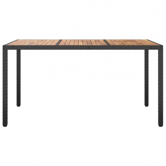 Table de jardin 150x90x75 cm Résine tressée et bois acacia Noir