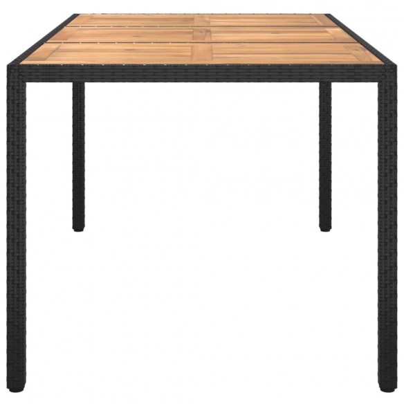 Table de jardin 150x90x75 cm Résine tressée et bois acacia Noir