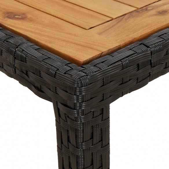 Table de jardin 150x90x75 cm Résine tressée et bois acacia Noir