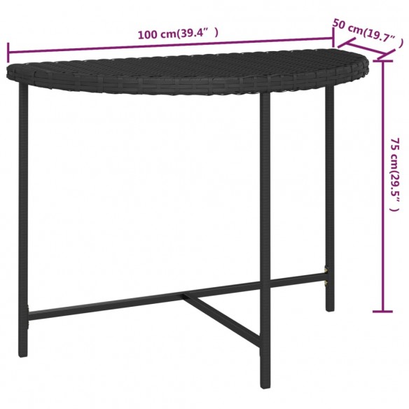 Table de jardin Noir 100x50x75 cm Résine tressée