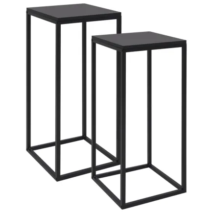 Tables d'appoint 2 pcs Noir Acier 2
