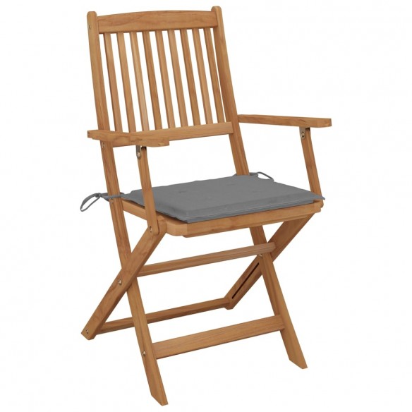 Chaises pliables d'extérieur avec coussins 8 pcs Bois d'acacia