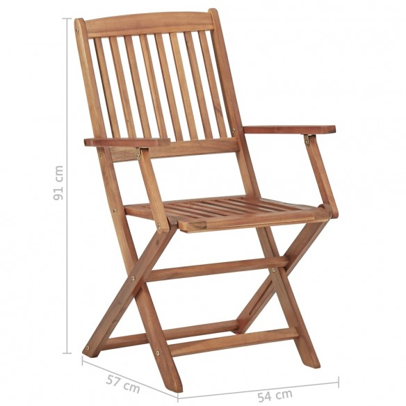 Chaises pliables d'extérieur avec coussins 8 pcs Bois d'acacia