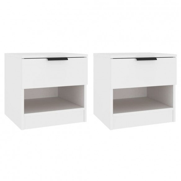 Tables de chevet 2 pcs Blanc Bois d'ingénierie