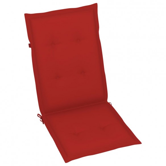 Chaises de jardin 4 pcs avec coussins rouge Bois de teck massif