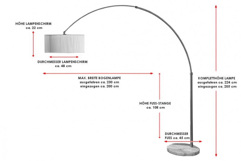 Lampadaire extensible design arc coloris blanc