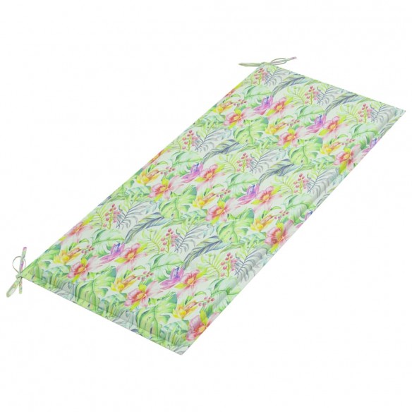 Banc de jardin et coussin à motif de feuilles 120cm Teck massif