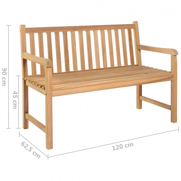 Banc de jardin et coussin à motif de feuilles 120cm Teck massif