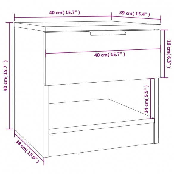 Table de chevet Gris béton Bois d'ingénierie