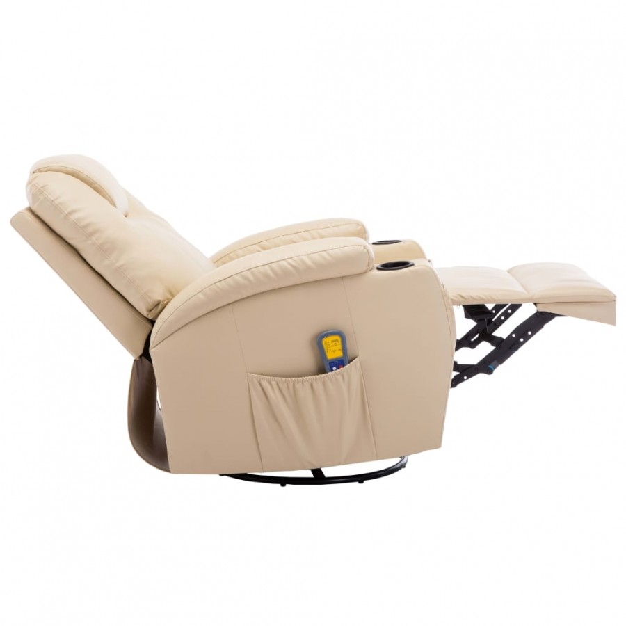 Fauteuil à bascule de massage Crème Similicuir