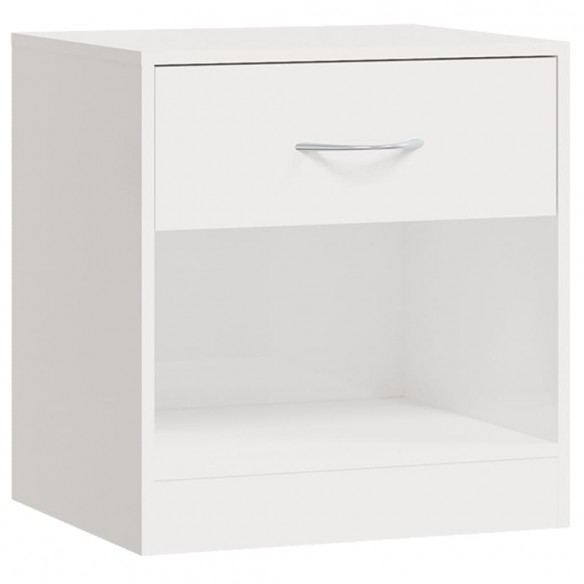 Tables de chevet 2 pcs avec tiroir Blanc brillant