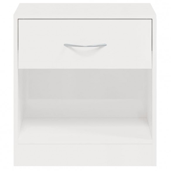 Tables de chevet 2 pcs avec tiroir Blanc brillant