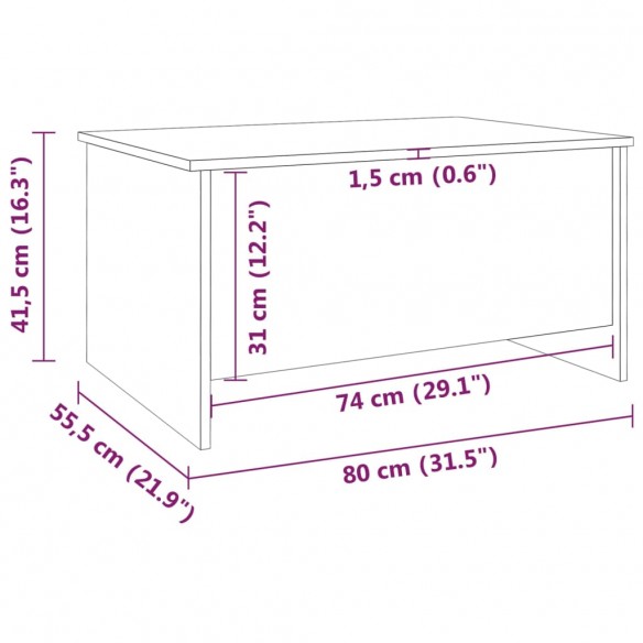 Table basse Noir 80x55,5x41,5 cm Bois d'ingénierie