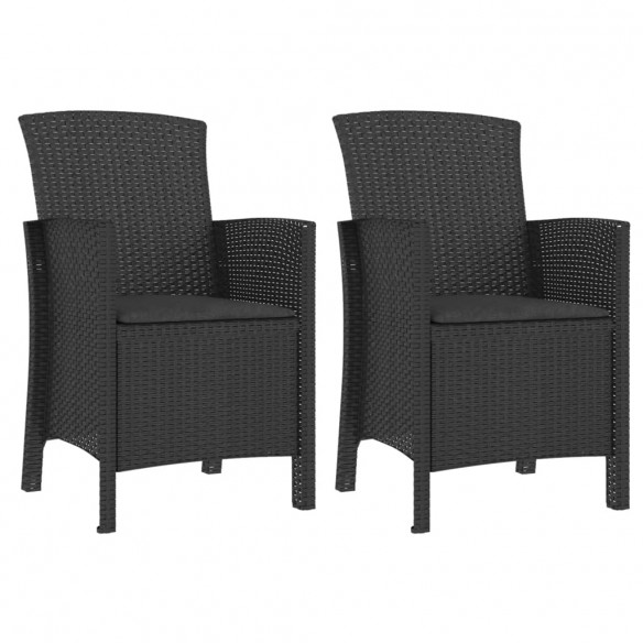 Chaises de jardin 2 pcs avec coussins Rotin PP Graphite