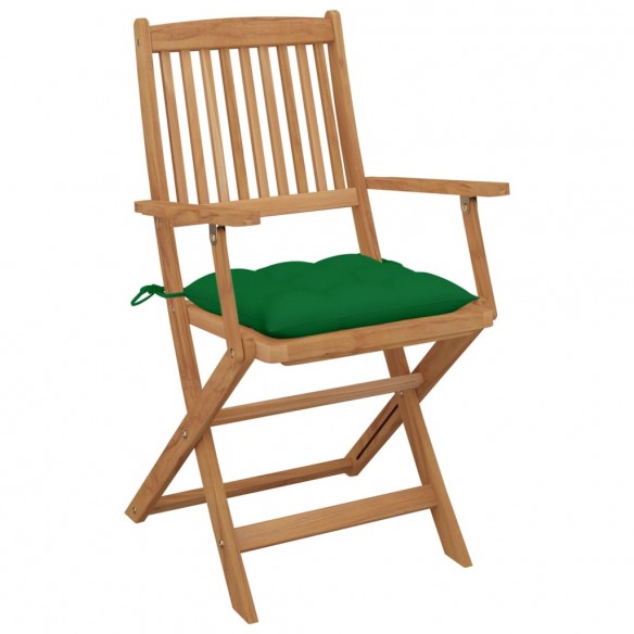 Chaises pliables de jardin 8 pcs avec coussins Bois d'acacia