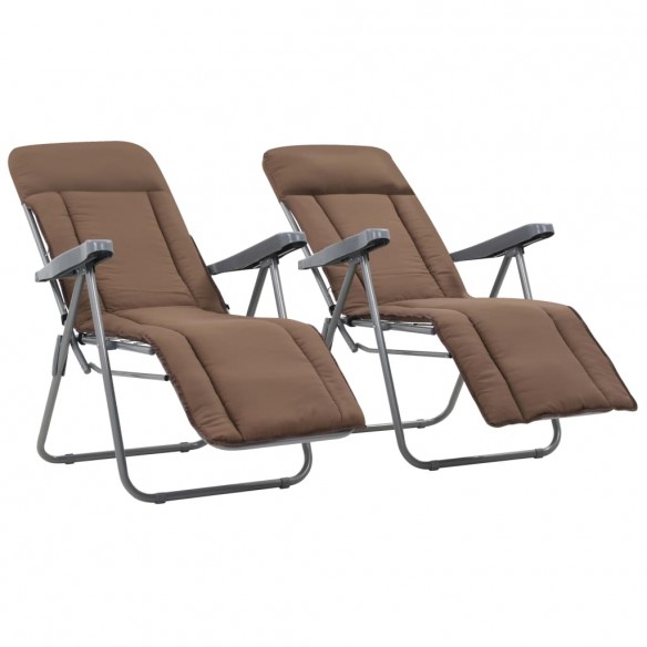 Chaises pliables de jardin avec coussins 2 pcs Marron