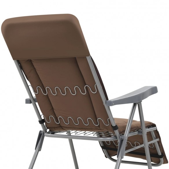 Chaises pliables de jardin avec coussins 2 pcs Marron