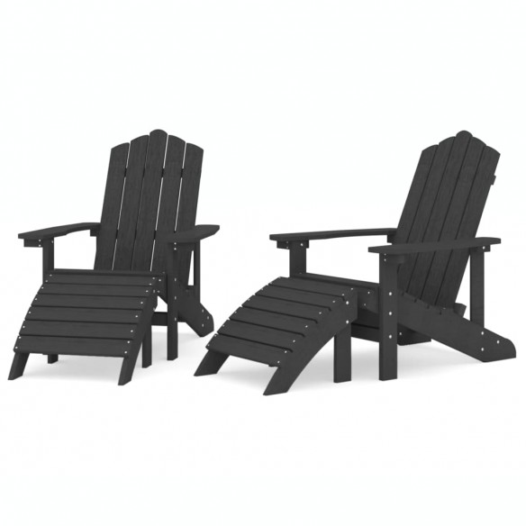 Chaises Adirondack 2 pcs avec repose-pieds PEHD Anthracite