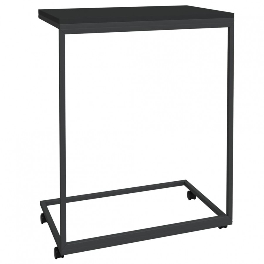Table d'appoint avec roues Noir 55x35x70 cm 
