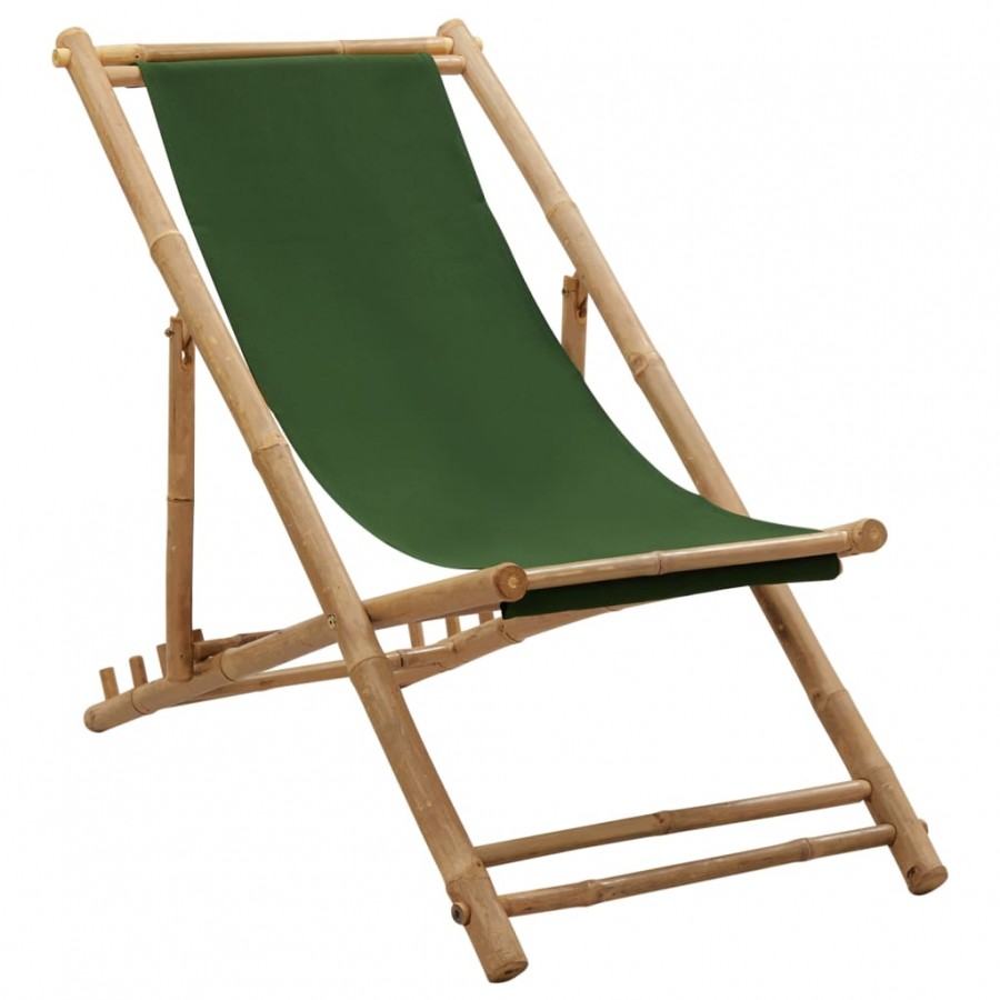 Chaise de terrasse bambou et toile vert