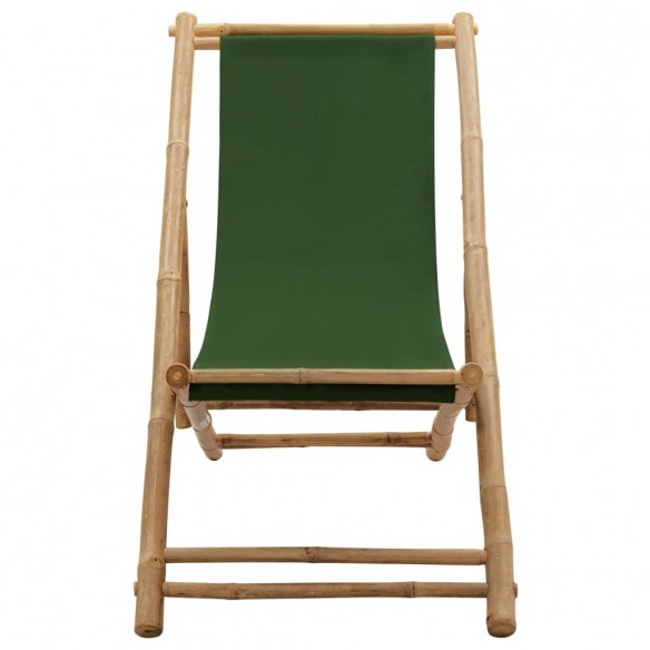 Chaise de terrasse bambou et toile vert