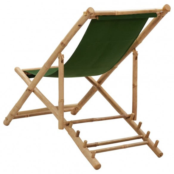 Chaise de terrasse bambou et toile vert