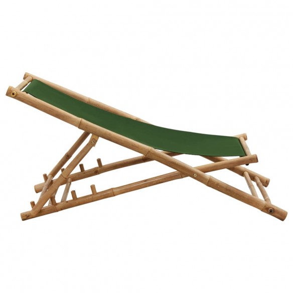 Chaise de terrasse bambou et toile vert