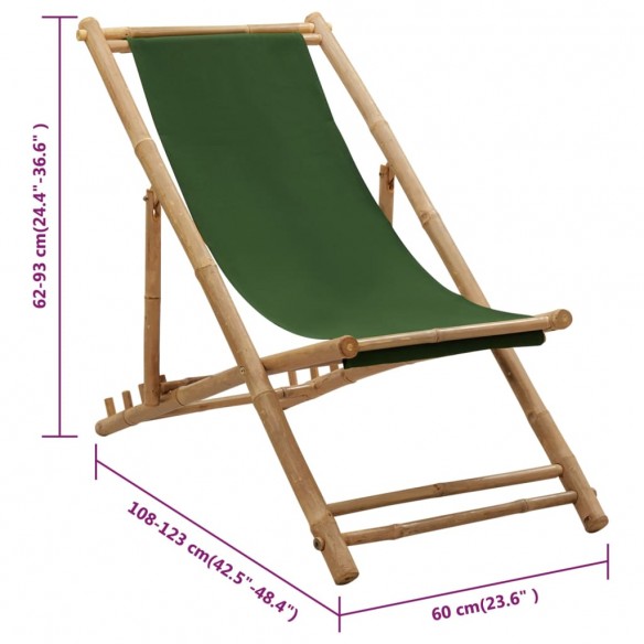 Chaise de terrasse bambou et toile vert