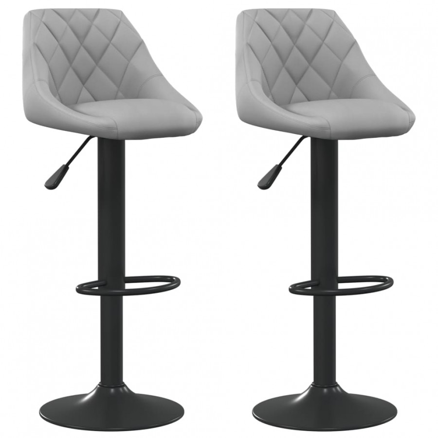 Tabourets de bar lot de 2 gris clair velours