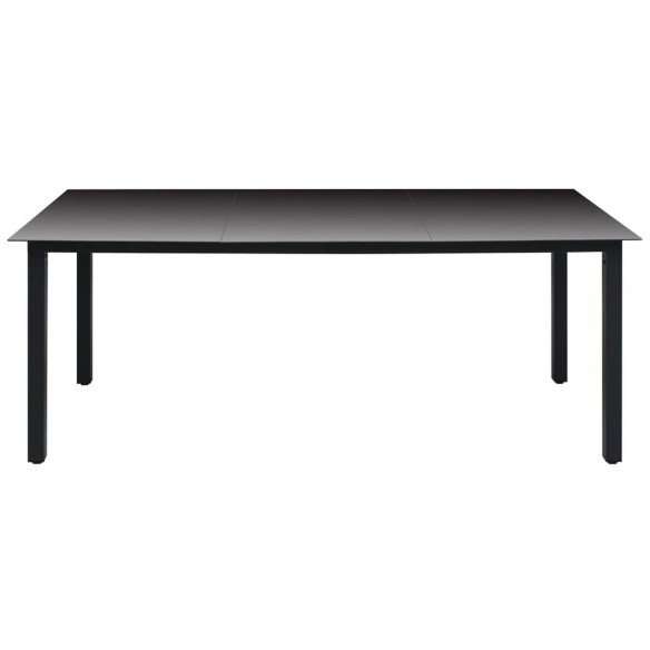 Table de jardin Noir 190 x 90 x 74 cm Aluminium et verre