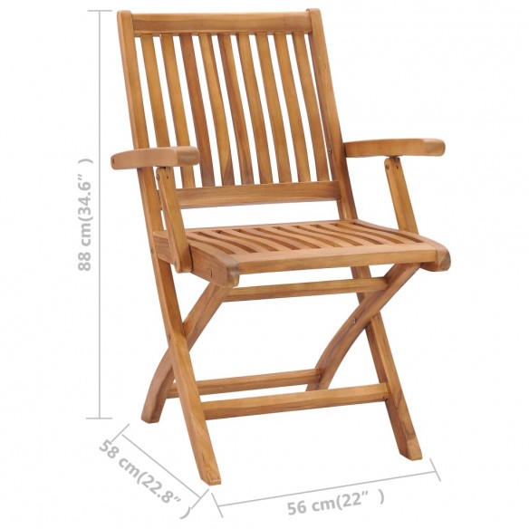 Chaises pliables de jardin avec coussins 6 pcs Bois de teck