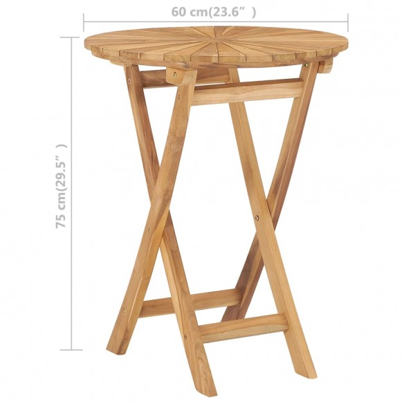 Table pliable de jardin Ø 60 cm Bois de teck solide