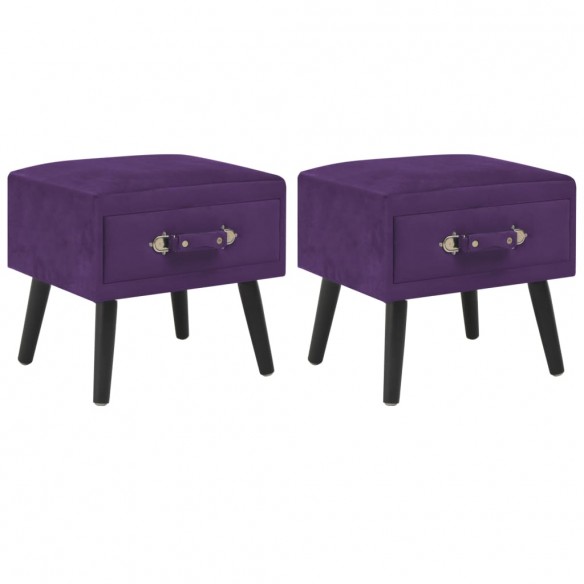 Tables de chevet 2 pcs Violet foncé 40x35x40 cm Velours