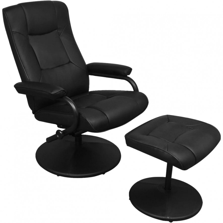 Fauteuil TV avec repose-pied Noir Similicuir