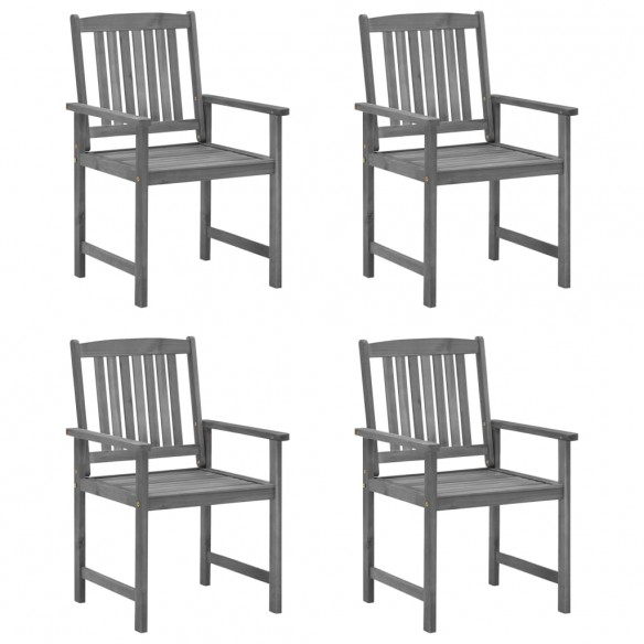 Chaises de jardin avec coussins 4 pcs Gris Bois d'acacia massif