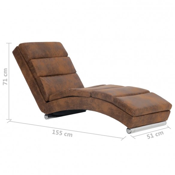 Chaise longue Marron Similicuir daim