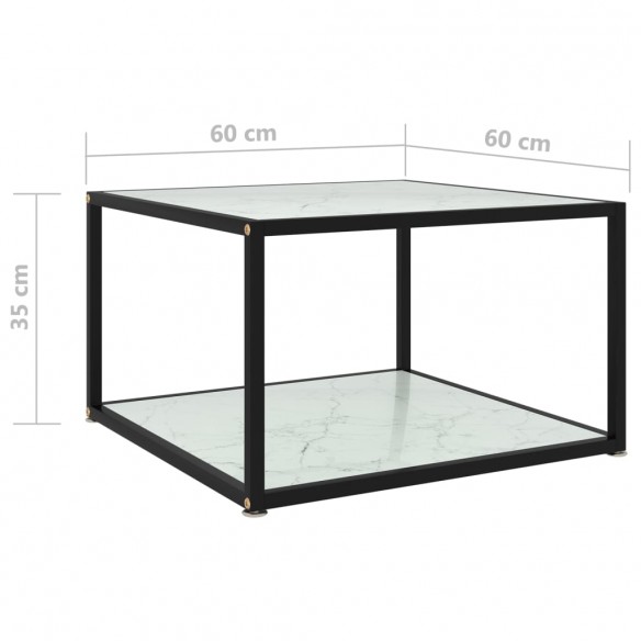 Table basse Blanc 60x60x35 cm Verre trempé