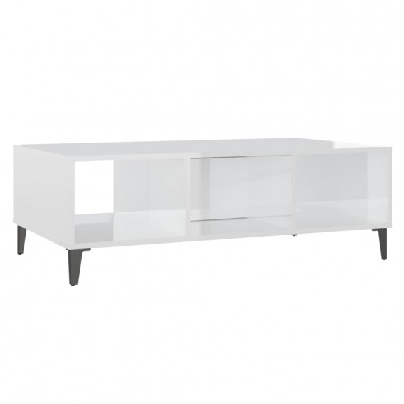 Table basse Blanc brillant 103,5x60x35 cm Aggloméré