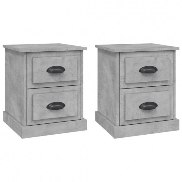 Tables de chevet 2 pcs gris béton 39x39x47,5 cm bois ingénierie