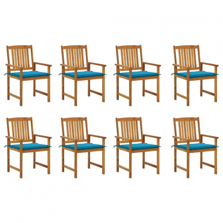 Chaises de jardin avec coussins 8 pcs Bois d'acacia solide