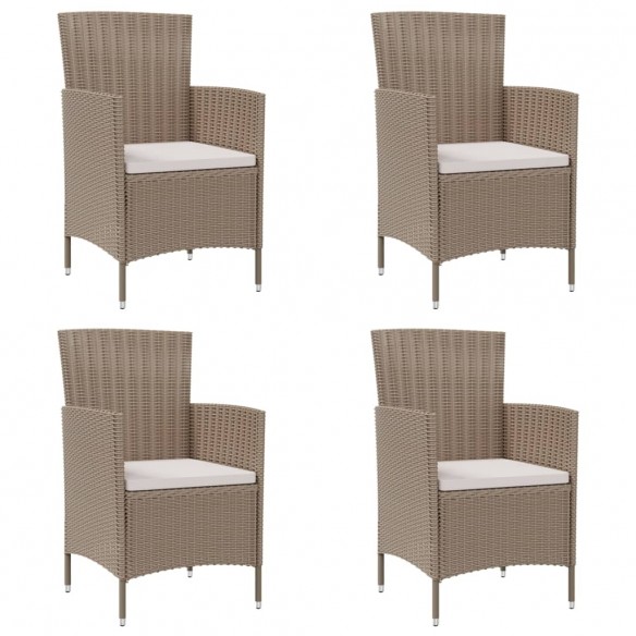 Chaises de jardin avec coussins 4 pcs Résine tressée Beige