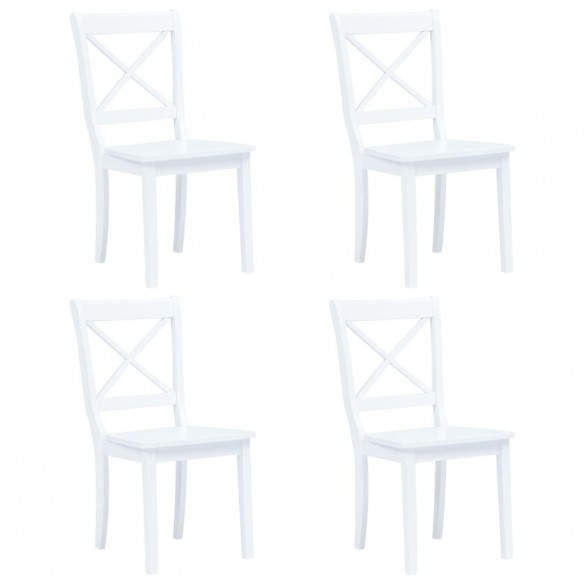 Chaises à manger lot de 4 blanc bois d'hévéa massif
