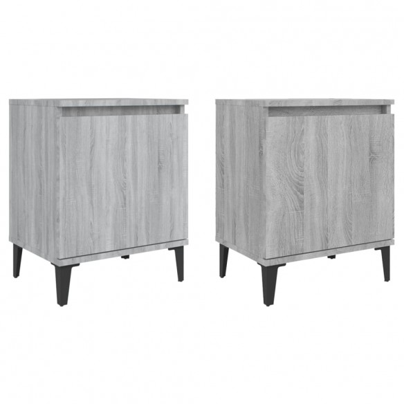 Tables de chevet pieds en métal 2 pcs Sonoma gris 40x30x50 cm
