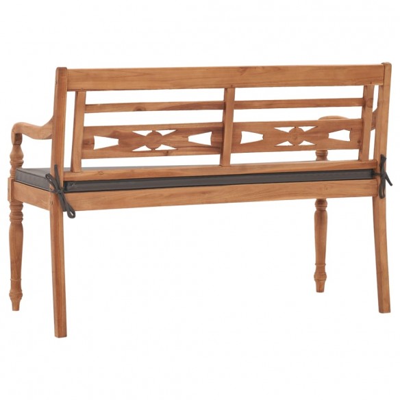 Banc Batavia avec coussin gris foncé 120 cm Bois de teck massif