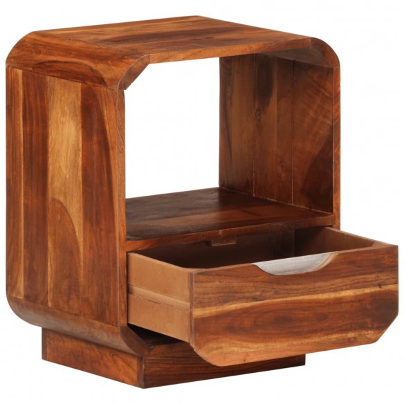 Table de chevet avec tiroir 2 pcs Bois de Sesham 40 x 30 x 50cm