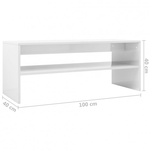 Table basse Blanc brillant 100 x 40 x 40 cm Aggloméré