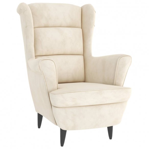 Fauteuil blanc crème velours